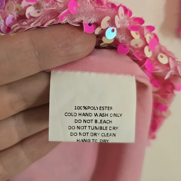 Petal + Pup Kelly Long Sleeve Sequin Mini Dress Pink Berry Small - Picture 9 of 10